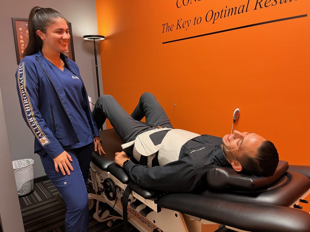 man on spinal decompression treatment